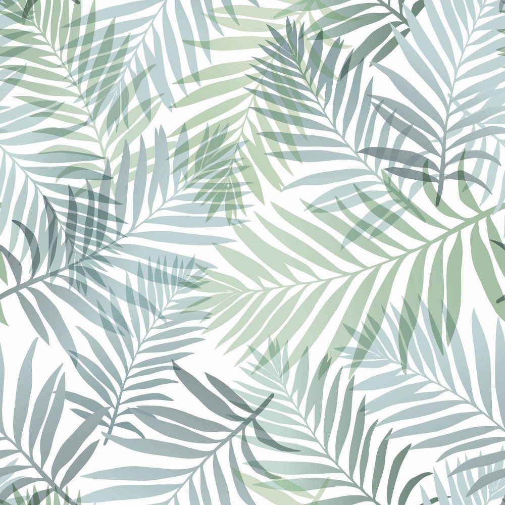 Photos - Wallpaper Roommates Tropical Vibe Peel and Stick  Blue: Vinyl Botanical Wall Covering, Removable Floral Design, 30.8 Sq Ft 