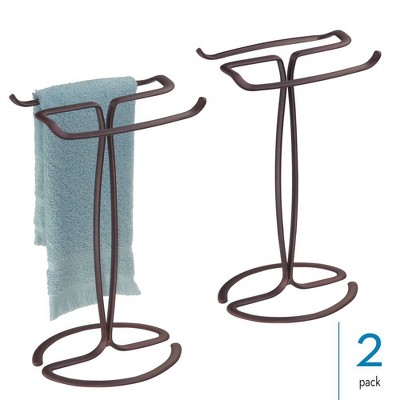 Bronze Steel T-Shape Countertop Hand Towel Holder Set