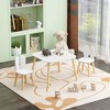 GlasFlength Accent Table Sets, Toddler Activity Play Dining Study Desk with Chairs, for Reading, Drawing, Playing, White, 23.6"*23.6"*17.3" - 3 of 4