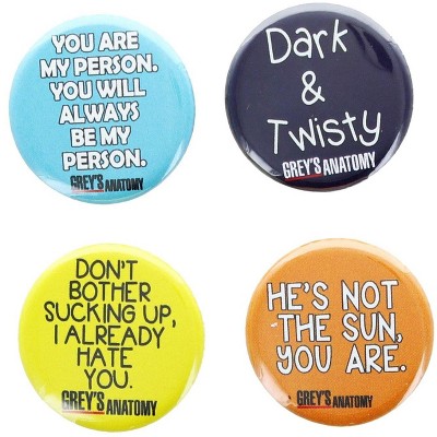 Ata Boy Greys Anatomy 1.25 Inch Collectible Button Pins - Set of 4