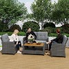Heynemo 4-Piece Patio Furniture Set, All Weather Wicker Patio Conversation Seating Sets with 2-Tier Coffee Table, Outdoor Sofa Couch - 3 of 4