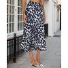 Cheetah Print Satin Midi Skirt - Women's High Waist A-Line Skirt with Elastic Waistband Leopard Grey - 2 of 4
