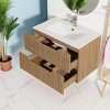 30" Wall-Mounted Bathroom Vanity with Drop-In Ceramic Sink, MDF Cabinet, Modern Floating Design – Faucet Not Included - 2 of 4