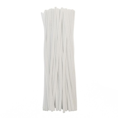 John Bead Fluffy Pipe Cleaners Chenille Stems for Art School Craft Supplies, 12in x 6mm White 100 Pieces