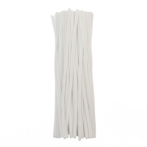 John Bead Fluffy Pipe Cleaners Chenille Stems for Art School Craft Supplies, 12in x 6mm White 100 Pieces - 1 of 3
