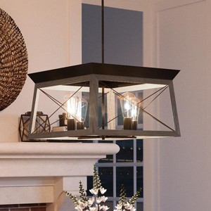 Urban Ambiance Luxury Luxe Industrial Chandelier,  12"H x 20"W,  Olde Bronze Finish, UHP2122 - 1 of 4