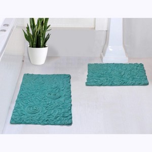Bell Flower Collection Cotton Floral Pattern Tufted Bath Rug Set Pack of 2 - Home Weavers - 1 of 4