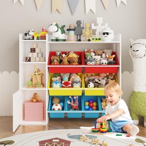 Kids Toy Storage Organizer with 8 Multi-Color Plastic Bins Perfect Toy Storage Solution Kid Bookshelf and Toy Storage for Study Room, Kids Room - 1 of 4