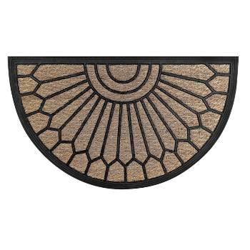 Kate Aurora Manchester Half Circle Welcome Coir Bristled Outdoor All Season Welcome Mat With Rubber Trim - 18"x30"
