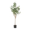 Syemin Artificial Plant Euucalyptus Tree Indoor Faux Fake Floor Greenery Potted Decorative Green Leaves Black Pot, Green, 23"*7.5"*23" - 2 of 4