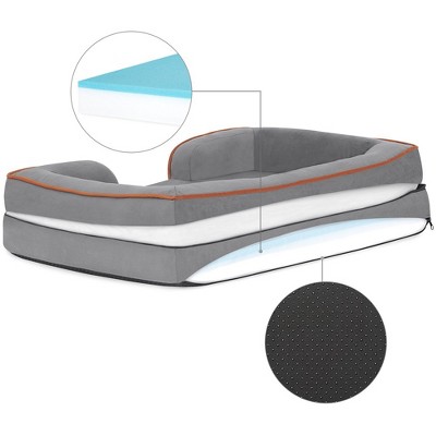 Slate Orange Medium Orthopedic Outdoor Pet Mattress with Bumper