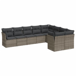 vidaXL Garden Sofa Set Grey PE Rattan Large Modular Garden Sofa Set - 1 of 4