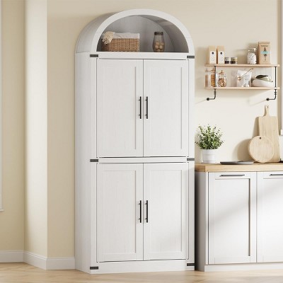 homfan 71.6" Arched Display Cabinet, 5-Tier Arched Bookcase with Doors, Tall Standing Bookshelf