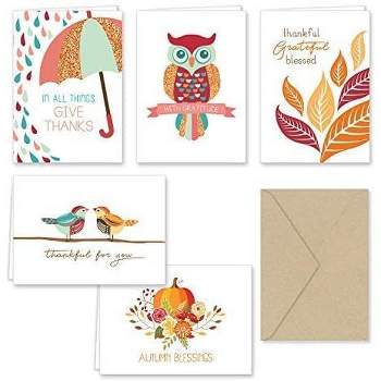 Paper Frenzy Autumn Blessings Thank You Note Cards and Envelopes - 25 pack