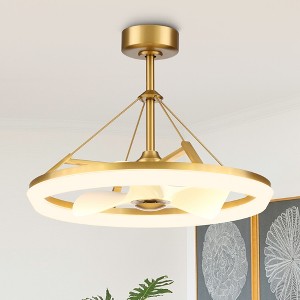 Parrot Uncle 30" Gold Modern LED Fandeliers Bladeless Ceiling Fan with Remote and Light - 1 of 4