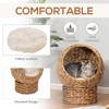 SEVOBAL Pet Crates and Houses Natural Water Hyacinth Cat Bed with Removable Washable Cushion, Beige, 16.73"*16.73"*14.37" - 2 of 4