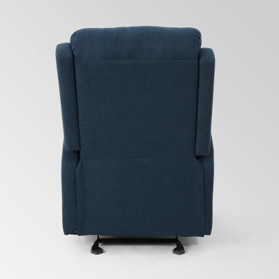 Navy Blue Polyester Rocking Recliner with Black Legs