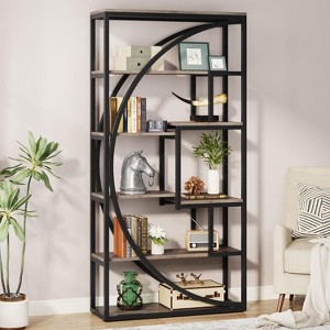 ORRD Industrial Etagere Bookshelf, 70.47" Tall 5-Tier Vintage Gray Open Shelf with 8 Storage Tiers & Metal Frame for Living Room & Bedroom - 1 of 4