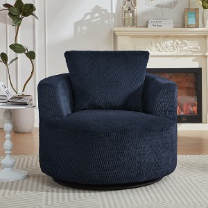 Ridstar Modern Compressible 360° Swivel Accent Chair for Living Rooms, Offices & Apartments-Dark Blue - 1 of 4