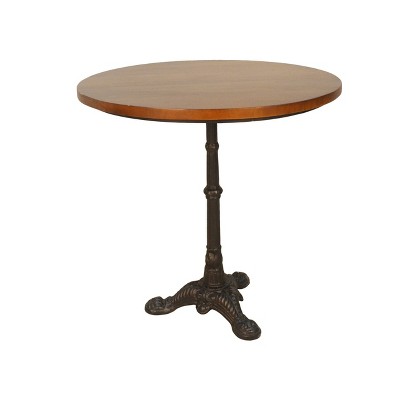 Carolina Living Mila Pedestal Base Dining Table Brown/Black: Mango Wood Top, Iron Frame, 30" Width