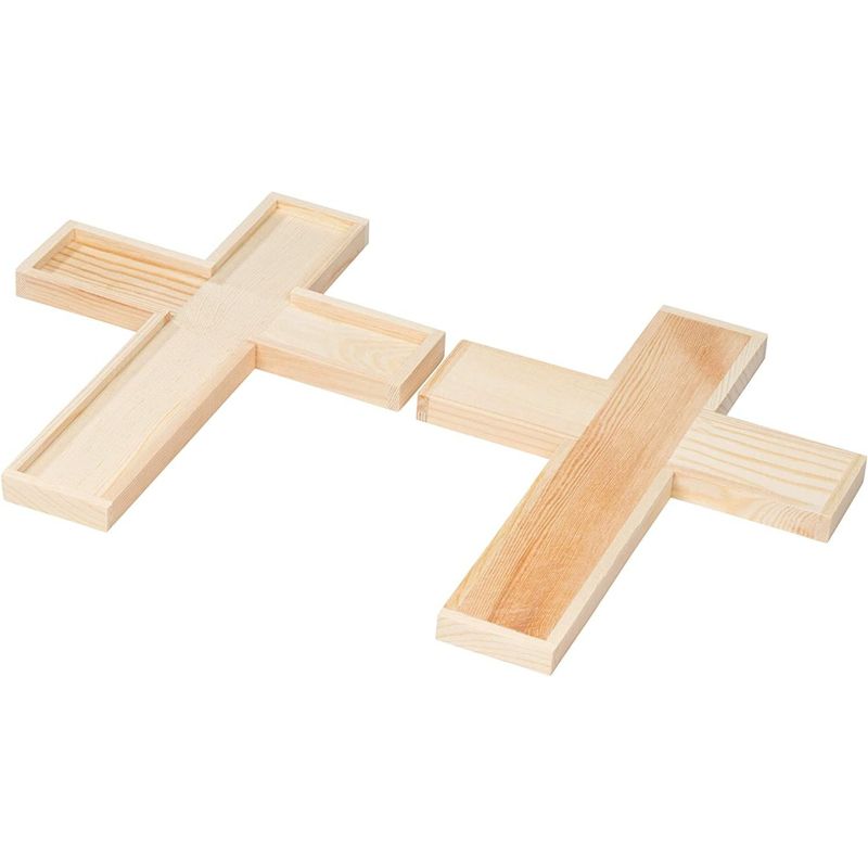 Bright Creations 12 Pack Unfinished Wooden Cross Cutouts for Church, Sunday School Crafts, DIY Home Wall Decor, 8.9 x 6.5 In, 5 of 6