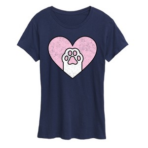 Women's - Instant Message - Cat Paw Heart Short Sleeve Graphic T-Shirt - 1 of 4