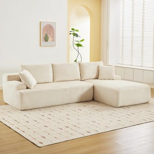 106" Modular Cloud Sectional Sofa - L-Shaped w/ Deep Seat & Corduroy Upholstery, No Assembly for Living Room/Bedroom - 1 of 4