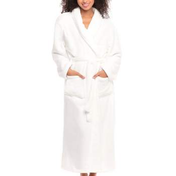 ADR Women's Plush Fleece Wrap Around Robe, Long Cozy Warm Lounge  Bathrobe