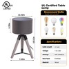 18" Industrial Natural Wood Tripod Table Lamp with Linen Drum Shade and Metal Accents for Bedroom, Living Room, Study, or Hotel Spaces - 3 of 4