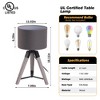 HBEZON 18''H Tripod Table Lamp with Beige Linen Shade for Bedroom, Living Room, Dining Room, Office, Rubber Wood - 3 of 4