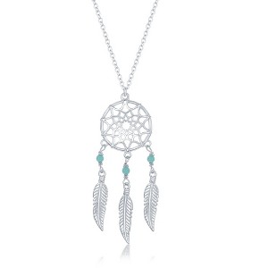 Bella Silver Sterling Silver, Turquoise Dream Catcher Necklace - Silver - 16+2 Inch - 1 of 2