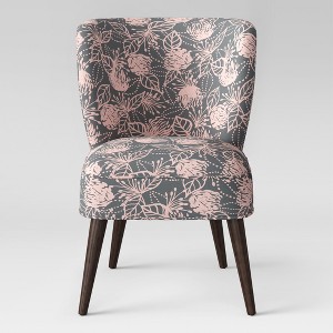 Pessac Curved Back Slipper Chair Gray & Pink Floral - Project 62