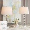 360 Lighting Solange 25" High Modern Table Lamps Set of 2 WiFi Smart Socket Silver Finish Metal Crystal Living Room Bedroom Bedside White Shade - 2 of 4