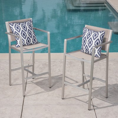 Set of 2 29.50" Barstools with Silver Rust-Proof Aluminum Frame-Christopher Knight Home