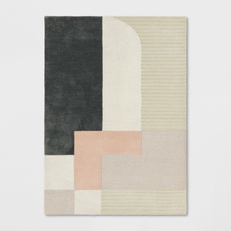 5&#39;x7&#39; Block Tufted Area Rug Pink/Tan/Black - Project 62&#8482;, 1 of 5