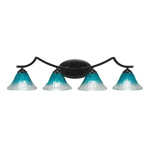 Toltec Lighting Zilo 4 - Light Vanity in  Matte Black with 7" Teal Crystal Shade - 1 of 1