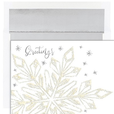 JAM PAPER Christmas Cards & Matching Envelopes Set 7 6/7" x 5 5/8" Glittering Snowflake 16/Pack