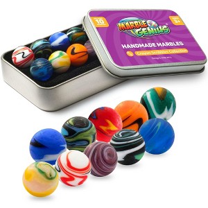Marble Genius Collectors Marbles, 10 Handmade Glass Marbles Stocking Stuffers for Marble Lovers - Scribble Design for Kids Ages 3+ - 1 of 4