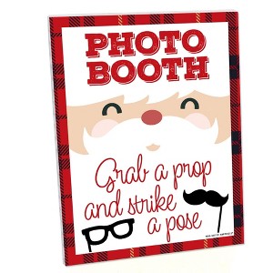 Big Dot of Happiness Jolly Santa Claus Photo Booth Sign - Christmas Party Decor - Printed on Sturdy Plastic - 10.5 x 13.75" Sign with Stand - 1 Piece - 1 of 4