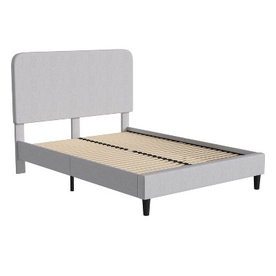 Merrick Lane Platform Bed with Headboard - Upholstered Frame - 14 Wooden Slats - No Box Spring Required