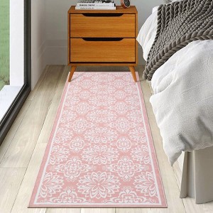 Machine Washable Modern Bedroom Area Rug Floral Large Area Rug Non Slip Throw Ultra Thin Stain Resistant Carpet for Living Room - 1 of 4