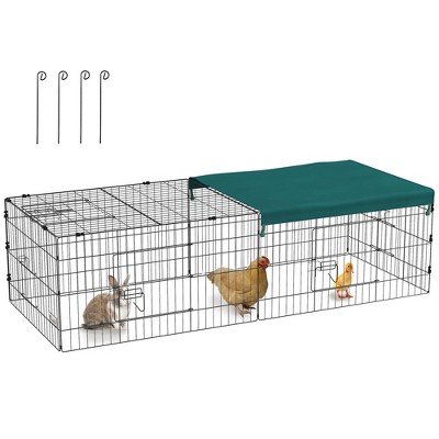 Pawhut Small Animal Playpen Pet Playpen Yard Fence For Rabbits Chicken Chinchillas With Roof For Indoor Outdoor Target