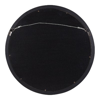 18-Inch Round Black Poplar Wood Bathroom Vanity Mirror