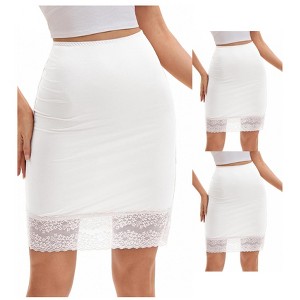 INSPIRE CHIC 3 Packs Women's Lace Trim Anti-Static Slip Knee Length Half Slips Lightweight Underskirt - 1 of 4