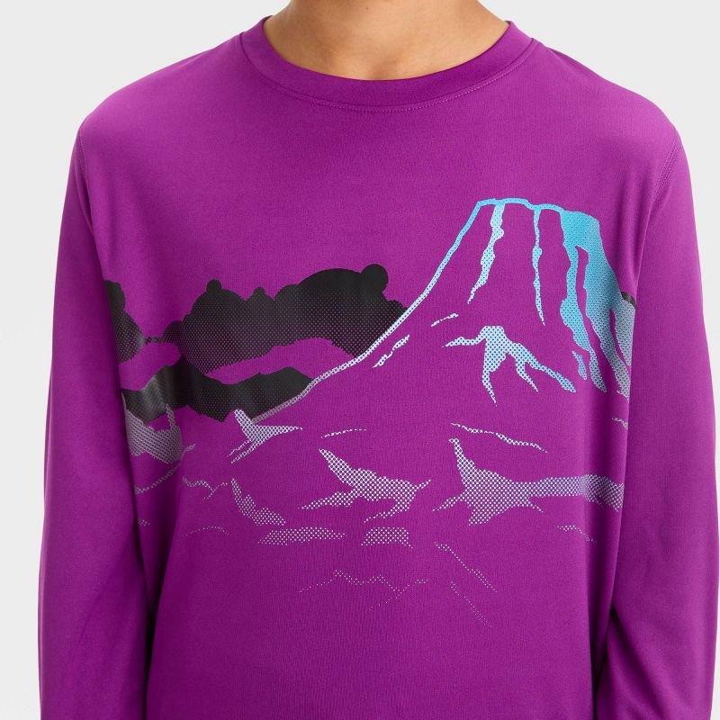 Boys&#39; Long Sleeve Mountain Graphic T-Shirt - All In Motion™ Purple, 3 of 5