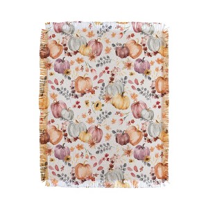 Ninola Design Pumpkins Fall Floral Ecru 56"x46" Woven Throw Blanket - Deny Designs - 1 of 4
