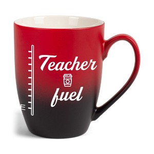 Elanze Designs Teacher Fuel Two Toned Ombre Matte Red and Black 12 ounce Ceramic Stoneware Coffee Cup Mug - 1 of 4