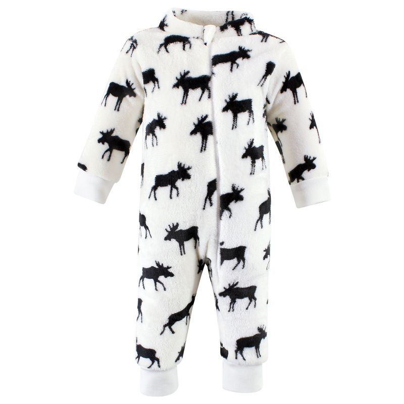 Hudson Baby Infant Boy Plush Jumpsuits, Black Moose, 3 of 5