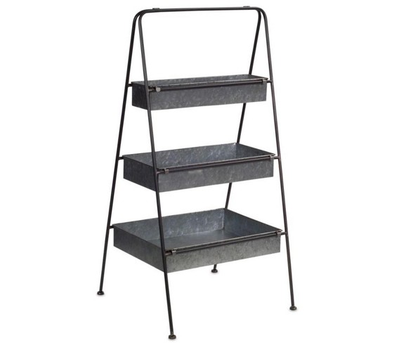 Melrose 37" Rectangle Standing 3-Tier Floor Shelf Outdoor Patio Garden er - Gray/Black