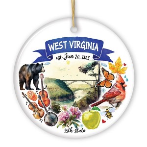 Artistic West Virginia State Themes and Landmarks Christmas Ornament| OrnamentallyYou - 1 of 4